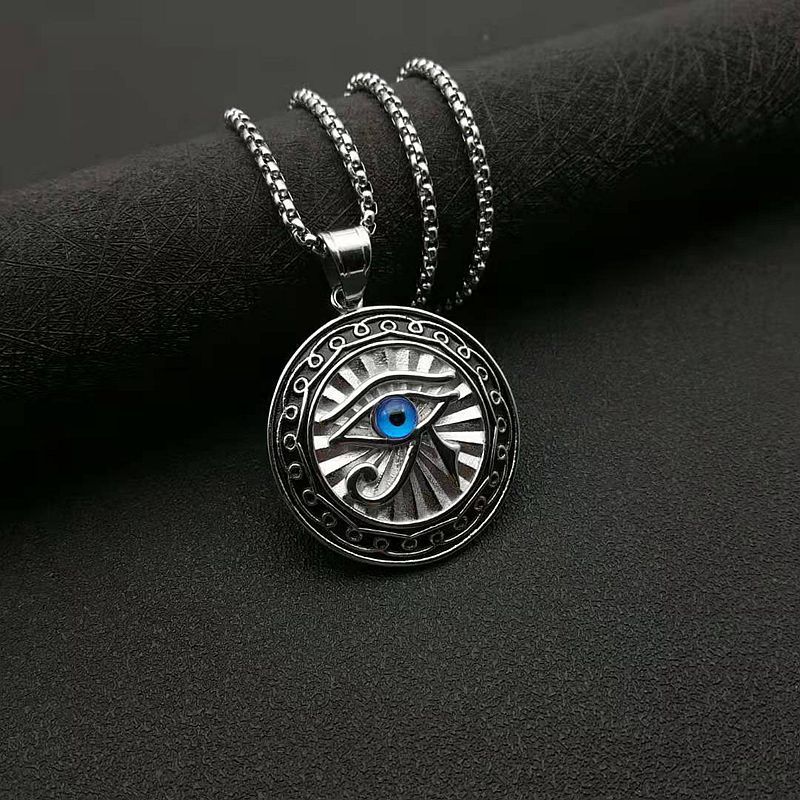Wholesale  Egypt Eye of Horus Jewelry Gold Plated Blue Eye Round Brand  Necklace