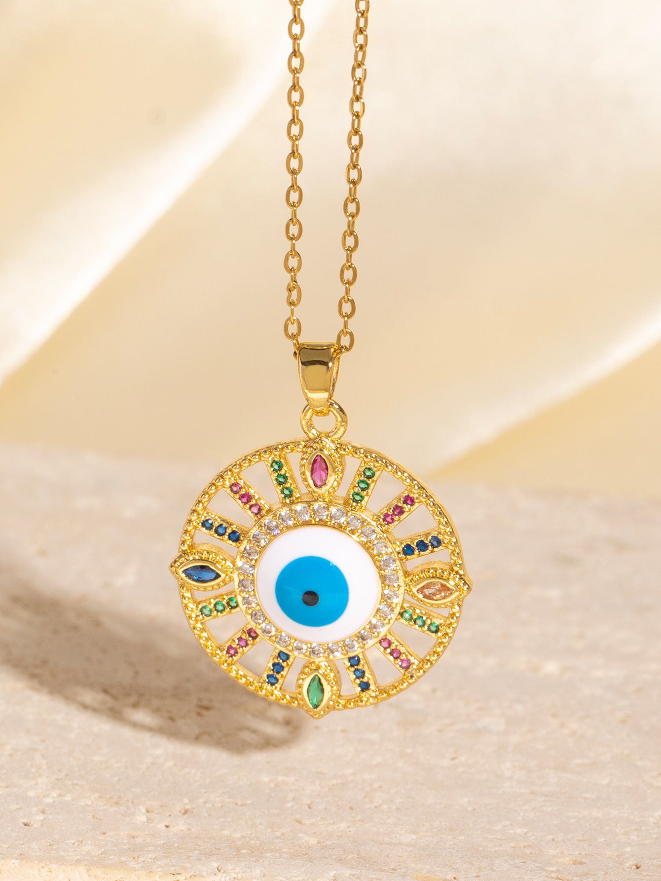 Wholesale Evil Eye Geometric Pendant Necklace,  Unisex Fashion Accessory,  Gift for Casual or Party Wear