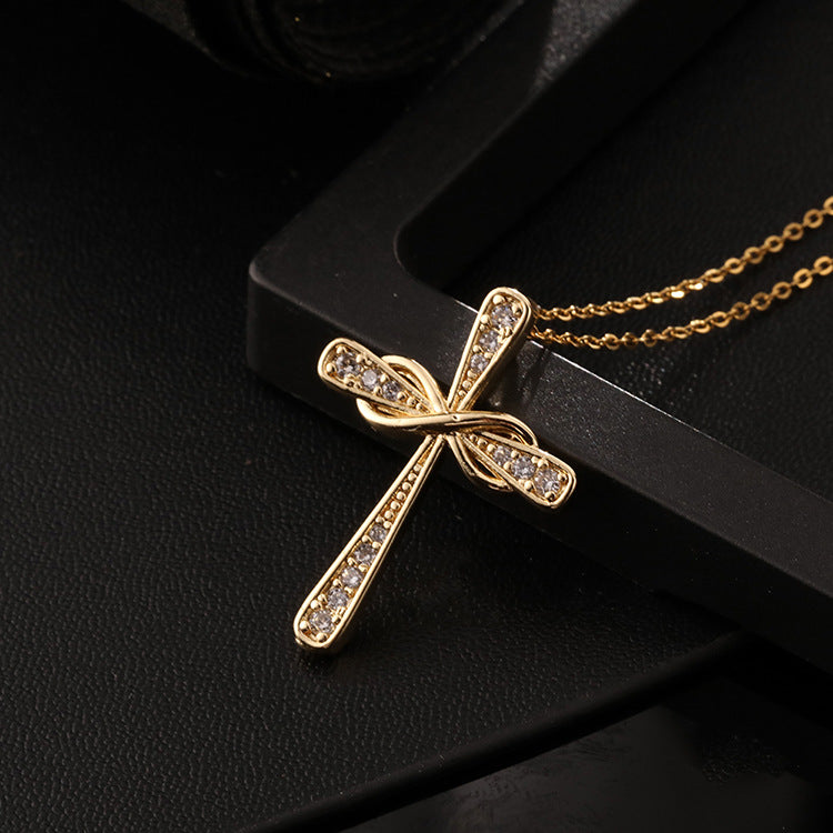 Wholesale Vintage Gold Cross Necklaces Zircon Clavicle Chain Choker Necklace ACC-NE-SY010