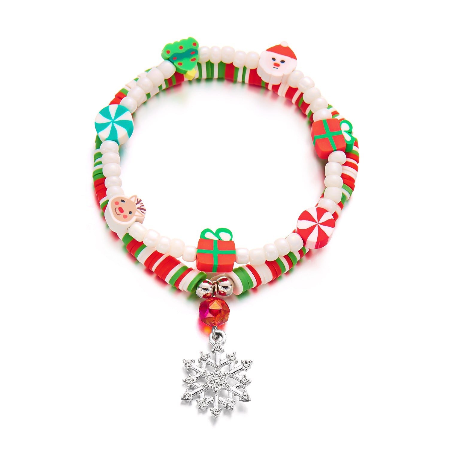 Wholesale Christmas Rice Bead Soft Clay Christmas Tree Snowflake Bracelet ACC-BT-FanYou005