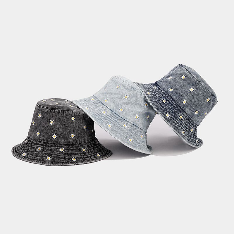 Wholesale  Small Flower Embroidered Fisherman Hat  Bucket Hat