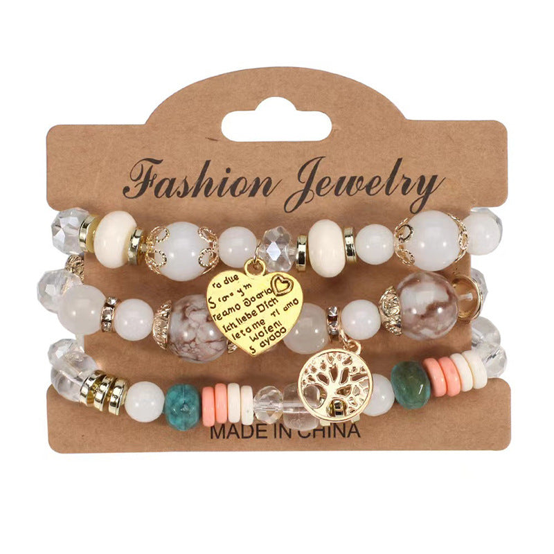 Wholesale Bohemian Elastic Multi-layer Colorful Beaded Love Bracelet ACC-BT-FengLi002