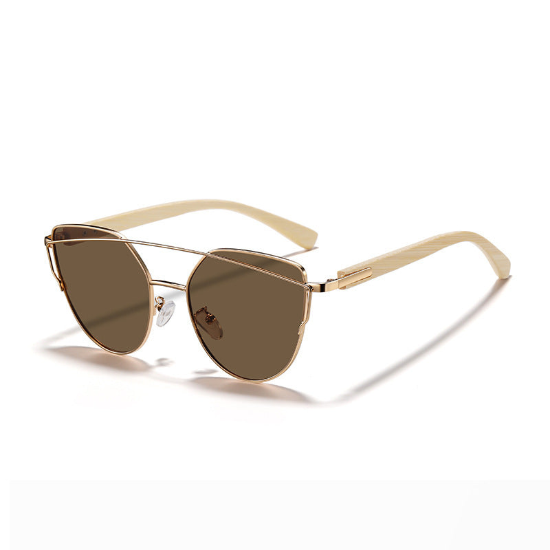 Wholesale Metal Frame Bamboo Mirror Sunglasses