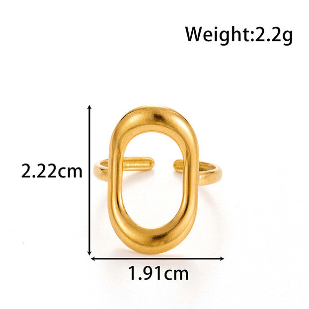 Wholesale Titanium steel  oval hollow ring geometric adjustment  ring