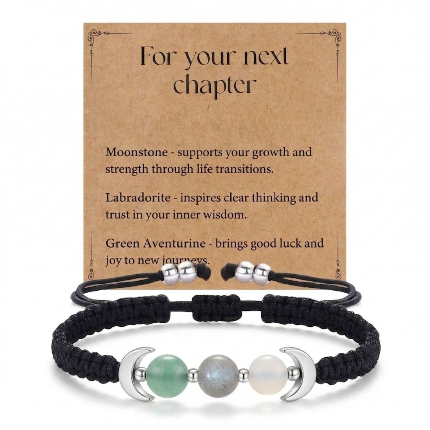 Wholesale Stylish Moon Phase Natural Crystal Bracelet Handmade Adjustable Unisex Jewelry Gift For Everyday Wear Casual Fashion Accessory