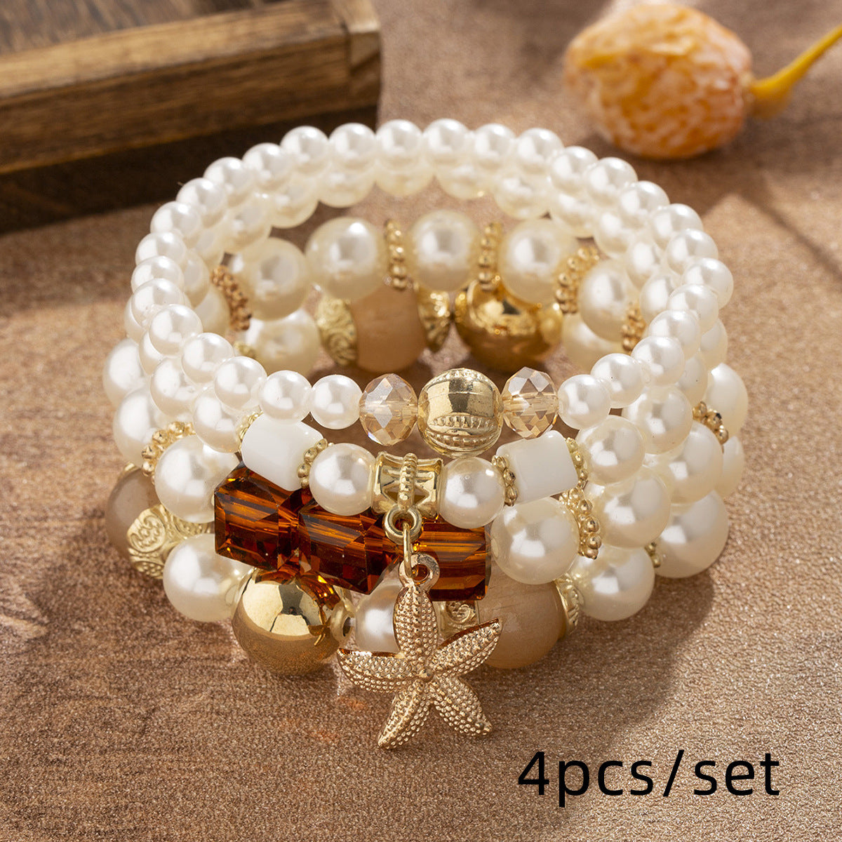 Wholesale Bohemian Creative Starfish Pearl Multi-layer Beaded Bracelet ACC-BT-Lijie006