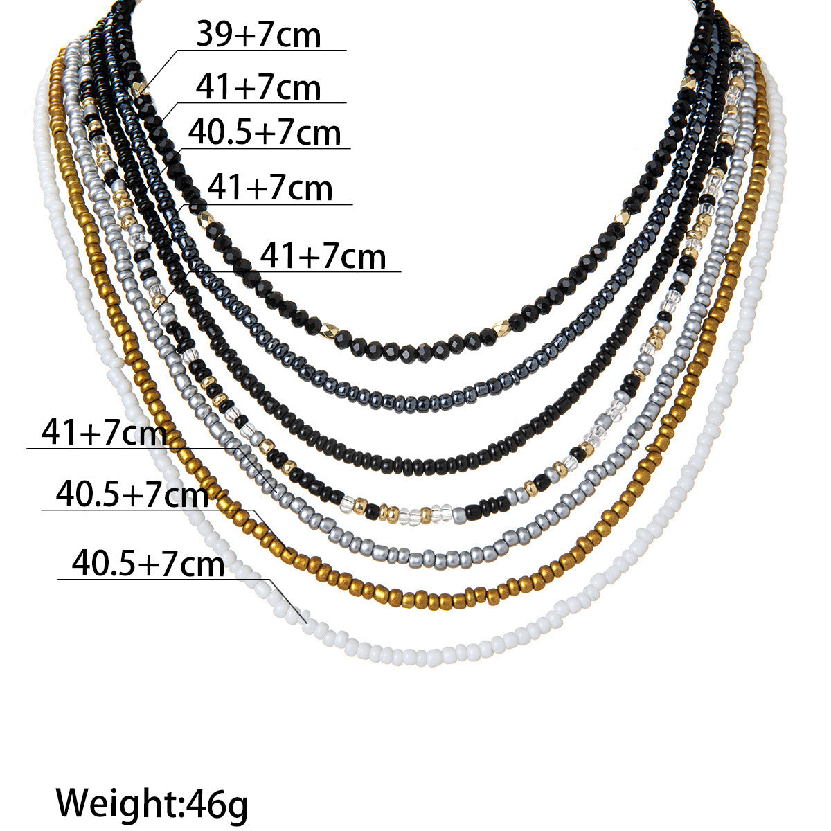 Wholesale Bohemian  clavicle chain color beads adjustable women's necklace