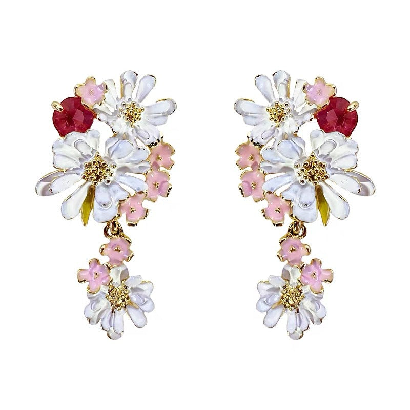 Wholesale  Flower Tassel Earrings Temperament  All-match Earrings