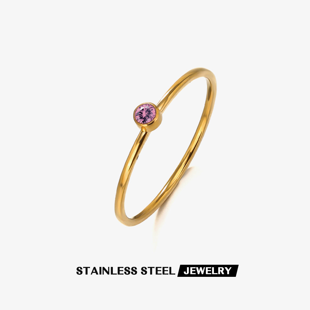 Wholesale Twelve Month Birthstone Diamond Stainless Steel Rings ACC-RS-JiaLi006