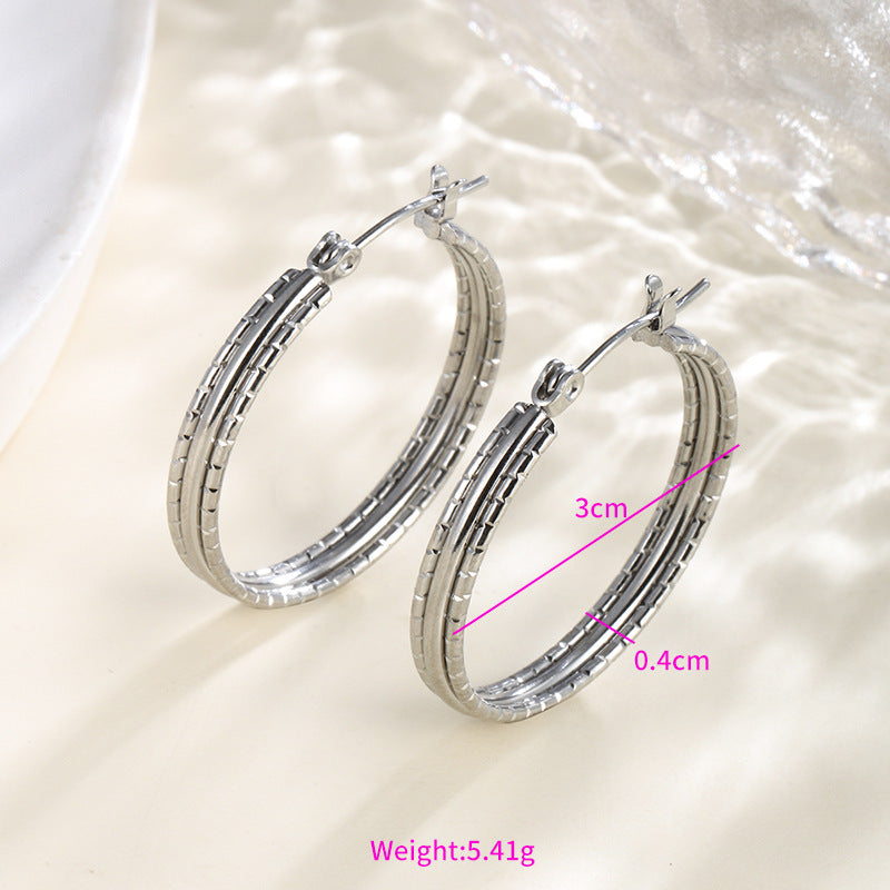 Wholesale Stainless steel heart-shaped large circle earrings