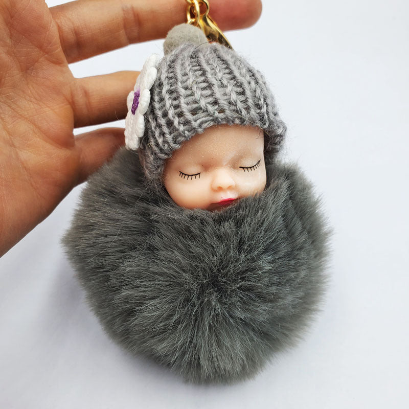 Wholesale cute sleeping doll keychain fur ball pendant ACC-KC-DY007