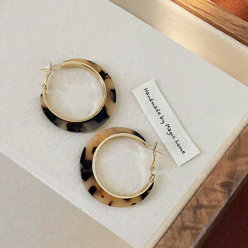 Wholesale light luxury leopard print hoop earrings