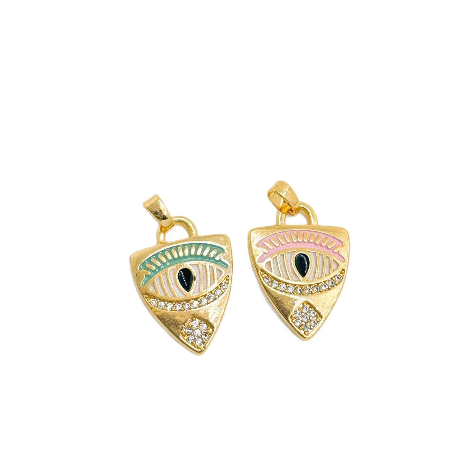 Wholesale Fashion Evil Eye Shield Pendant Gold Plated Copper Necklace Women' s Boutique Resale