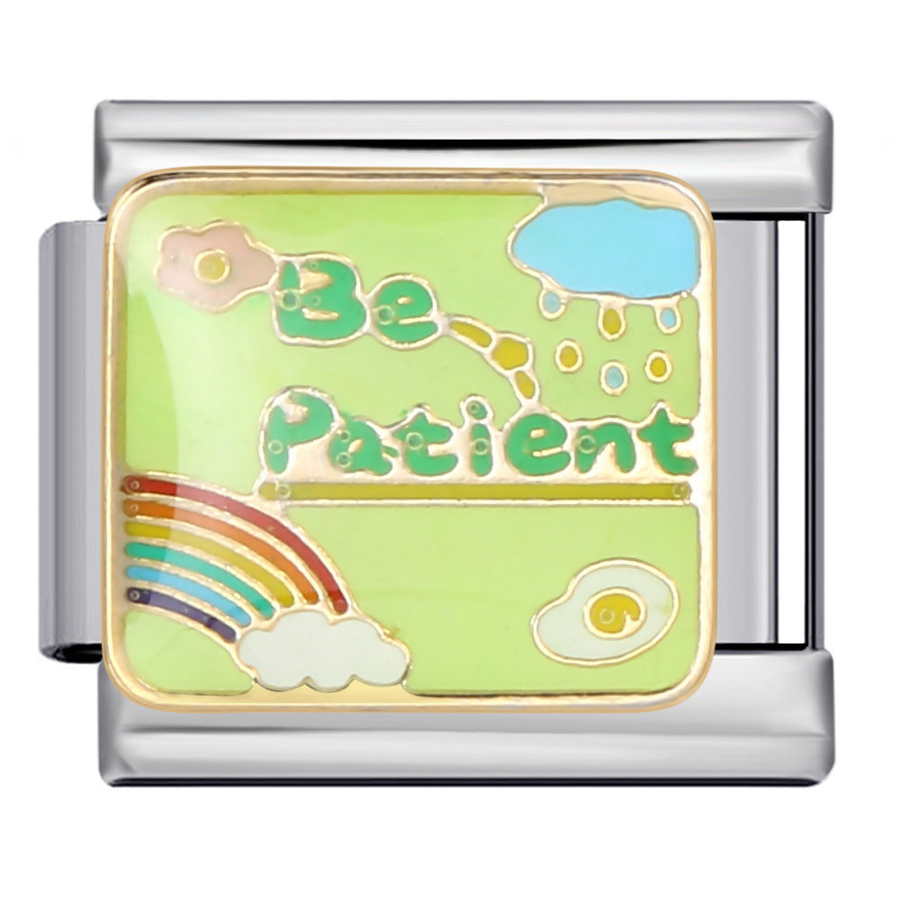 Wholesale 5pcs  9mm Italian Charm Starter Bracelets DIY square Single Section Creative Stainless Steel Composable Bracelet