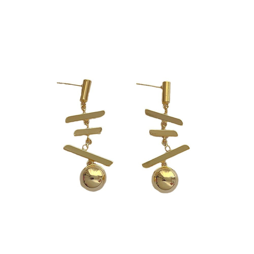 Wholesale long tassel ball s925 silver needle geometric earrings