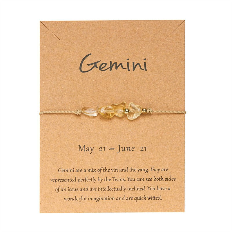 Wholesale Zodiac Natural Stone Handmade Adjustable Braided Bracelet Contion Theme Unisex Trendy Jewelry Gift