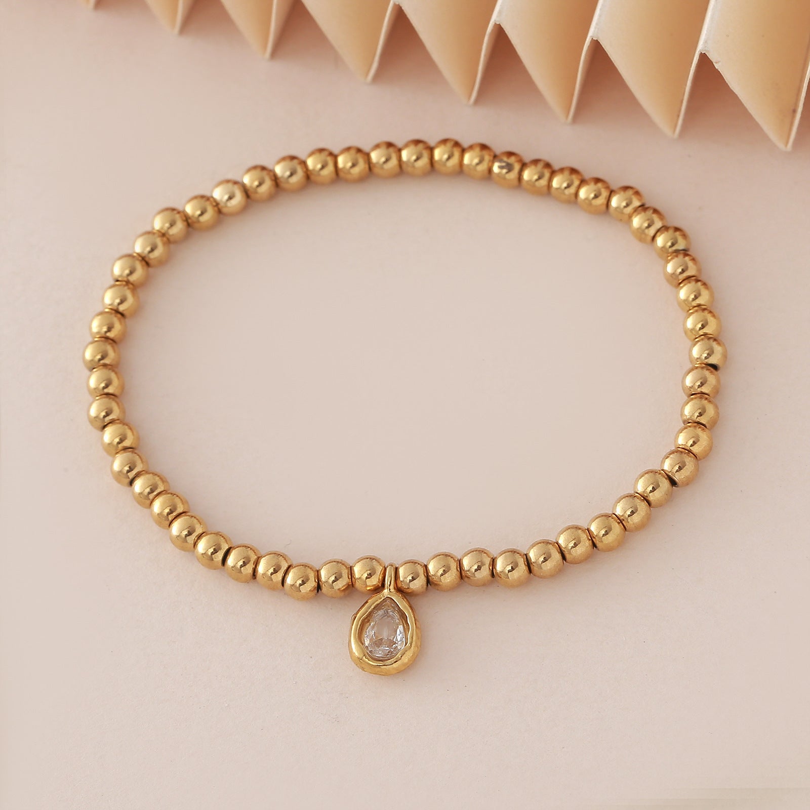 Wholesale Stainless steel birthstone colored zircon round bead chain