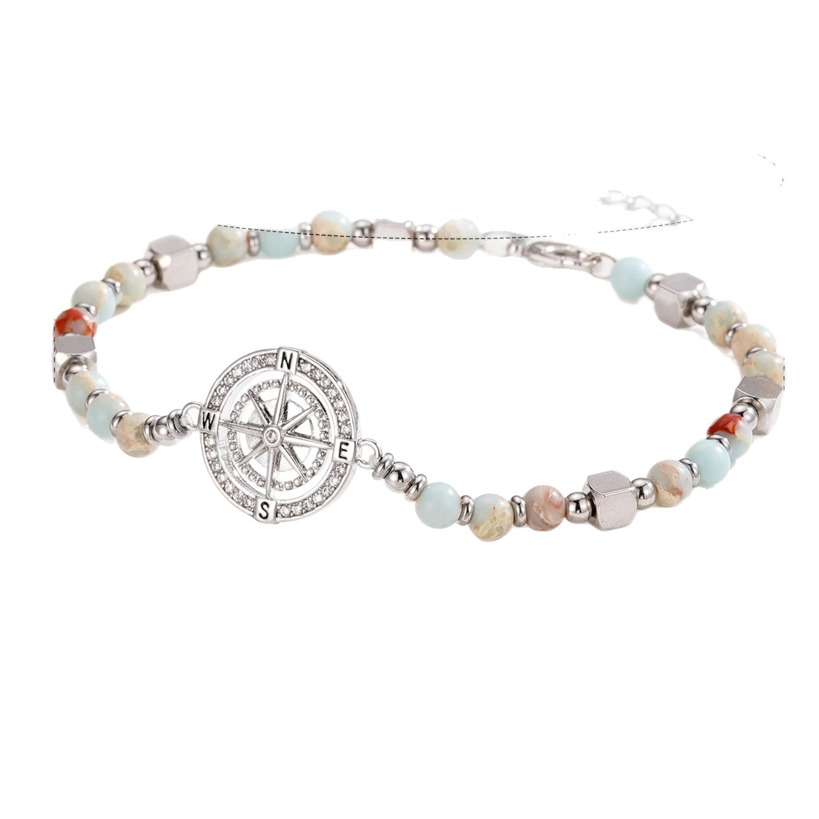 Wholesale Stainless Steel Retirement Gift 4mm Natural Stone Silver Beads Bracelet