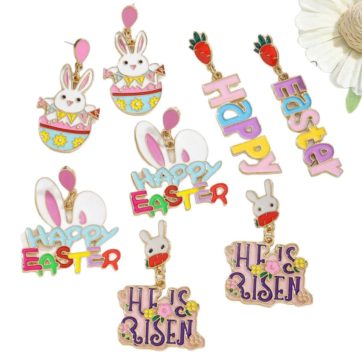 Wholesale Easter dripping bunny carrot letter egg tassel earrings