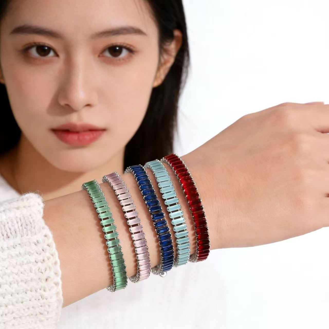 Wholesale Colorful Zircon Tennis Chain Bracelet Fashion Accessory Gift Boutique Resale