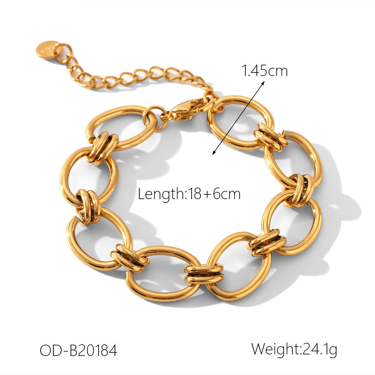 Wholesale  stainless steel bracelet plating 18K gold thick chain