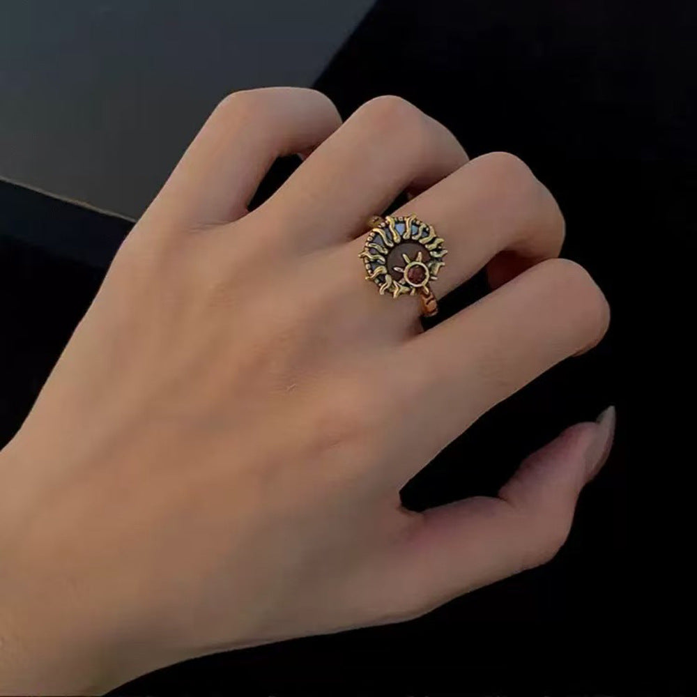 Wholesale Vintage Star and Moon Ring - Adjustable Zinc Alloy Fashion Jewelry,  Perfect for Gifting or Everyday Wear