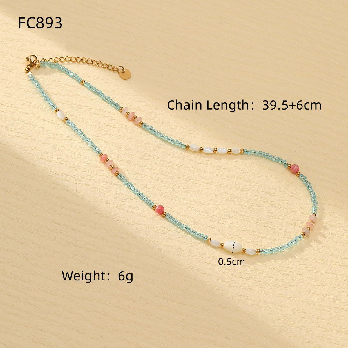 Wholesale  Blue Natural Stone Handmade Beaded Stainless steel Necklace