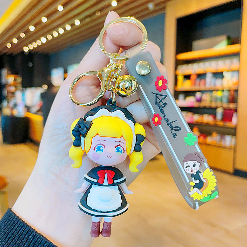 Wholesale Cartoon Creative Trendy Girl Keychain Creative Pvc Doll Couple Bag Pendant