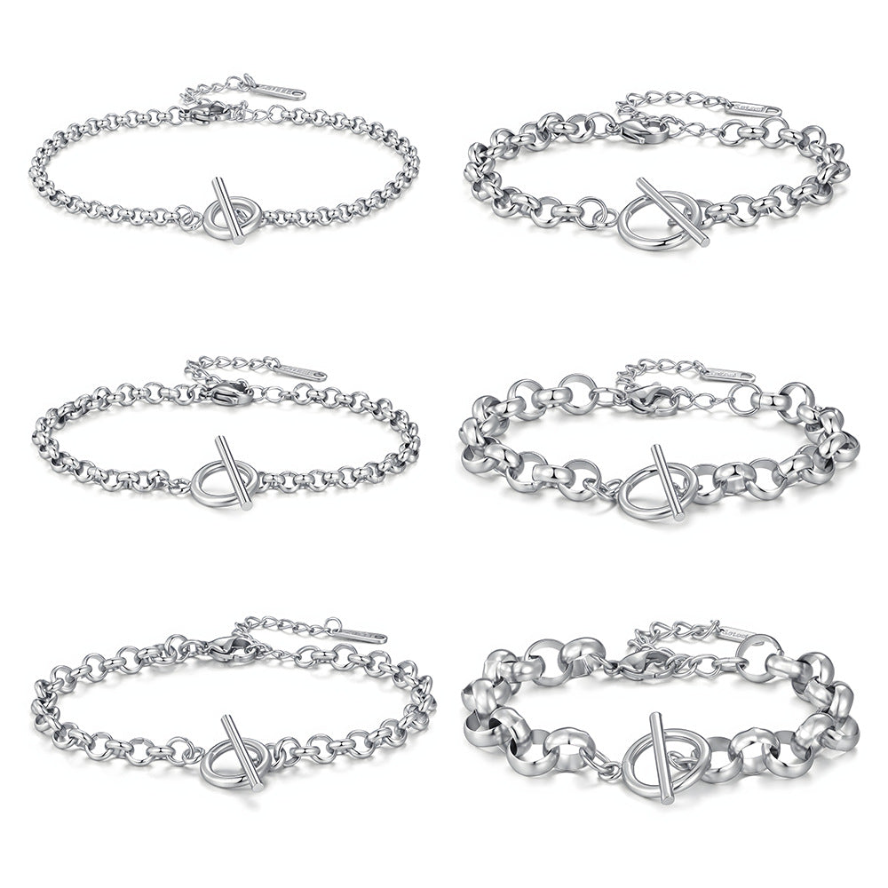 Wholesale Stainless Steel Pearl Chain Bracelet With OT Clasp Stylish Everyday Fashion Accessory For Boutique Resale