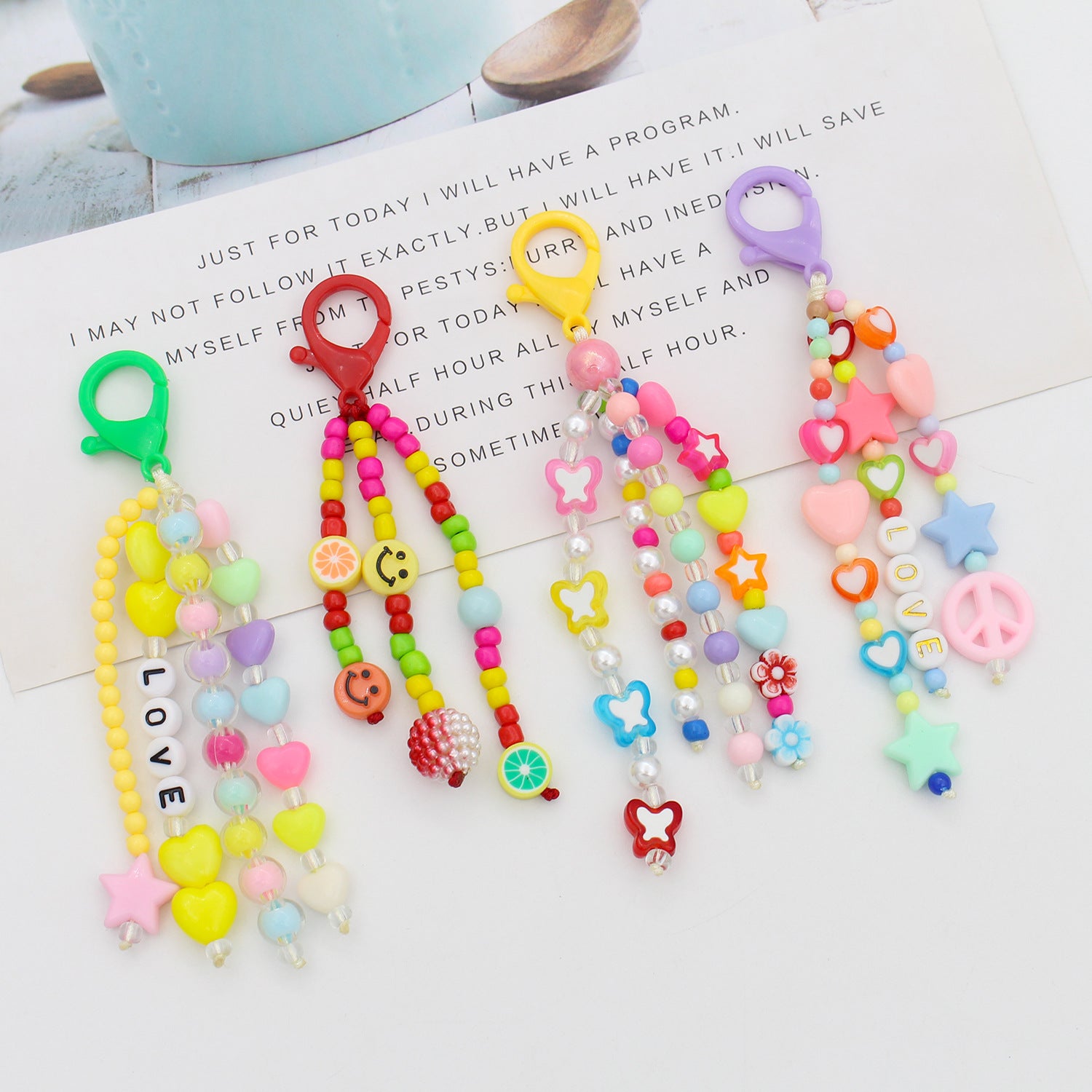 Wholesale Cartoon Small Tassel Hook Beaded Keychains ACC-KC-Jiuxing001