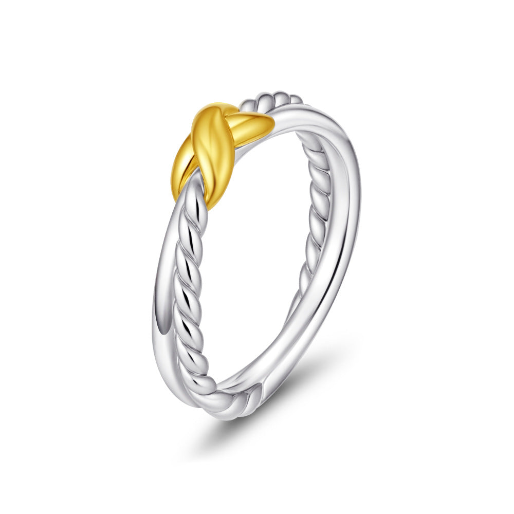 Wholesale Stylish Gold Stainless Steel Braided Cross Ring - Everyday Jewelry Accessory for Women Boutique Resale