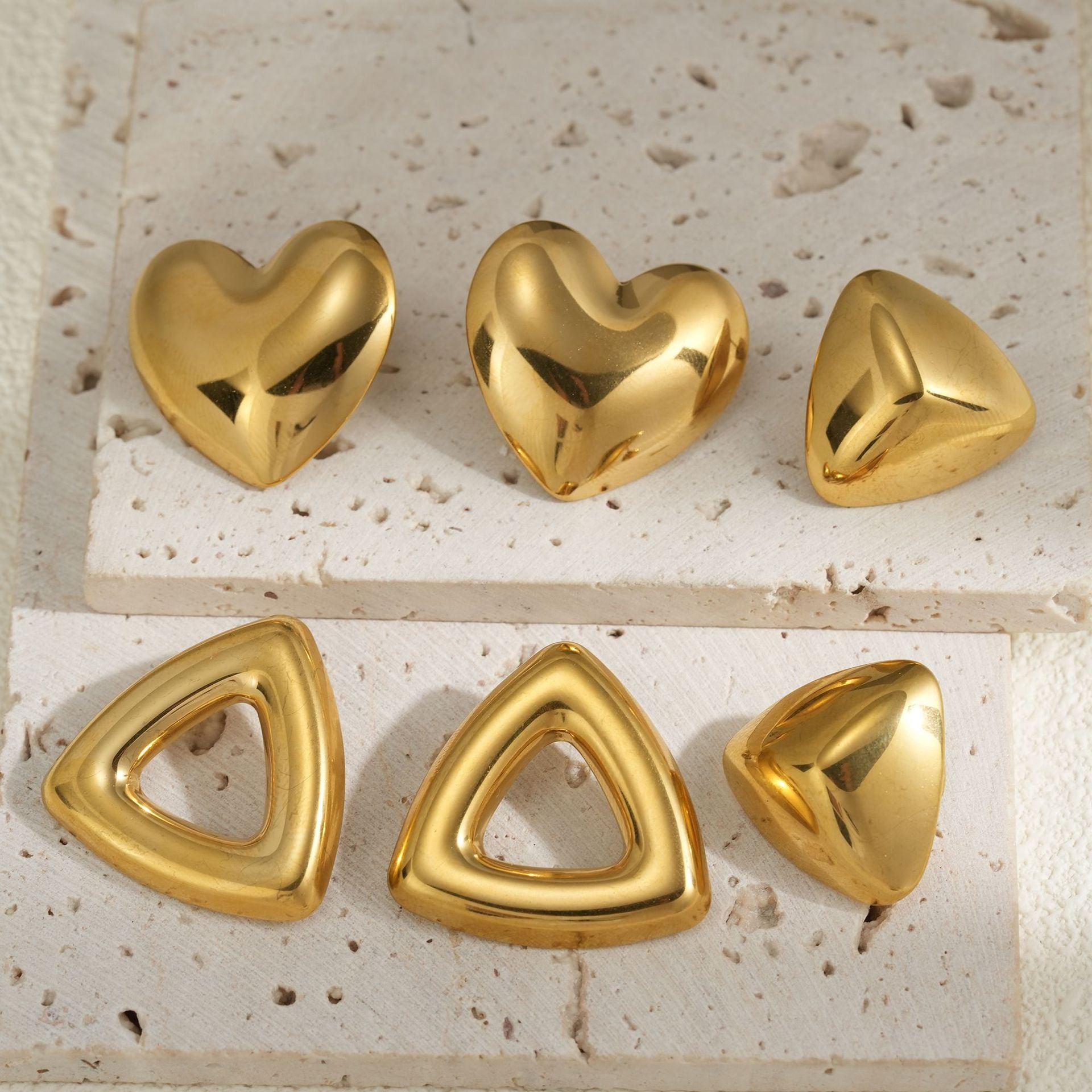 Boucle d'oreilles en acier inoxydable Triangle doré 18k