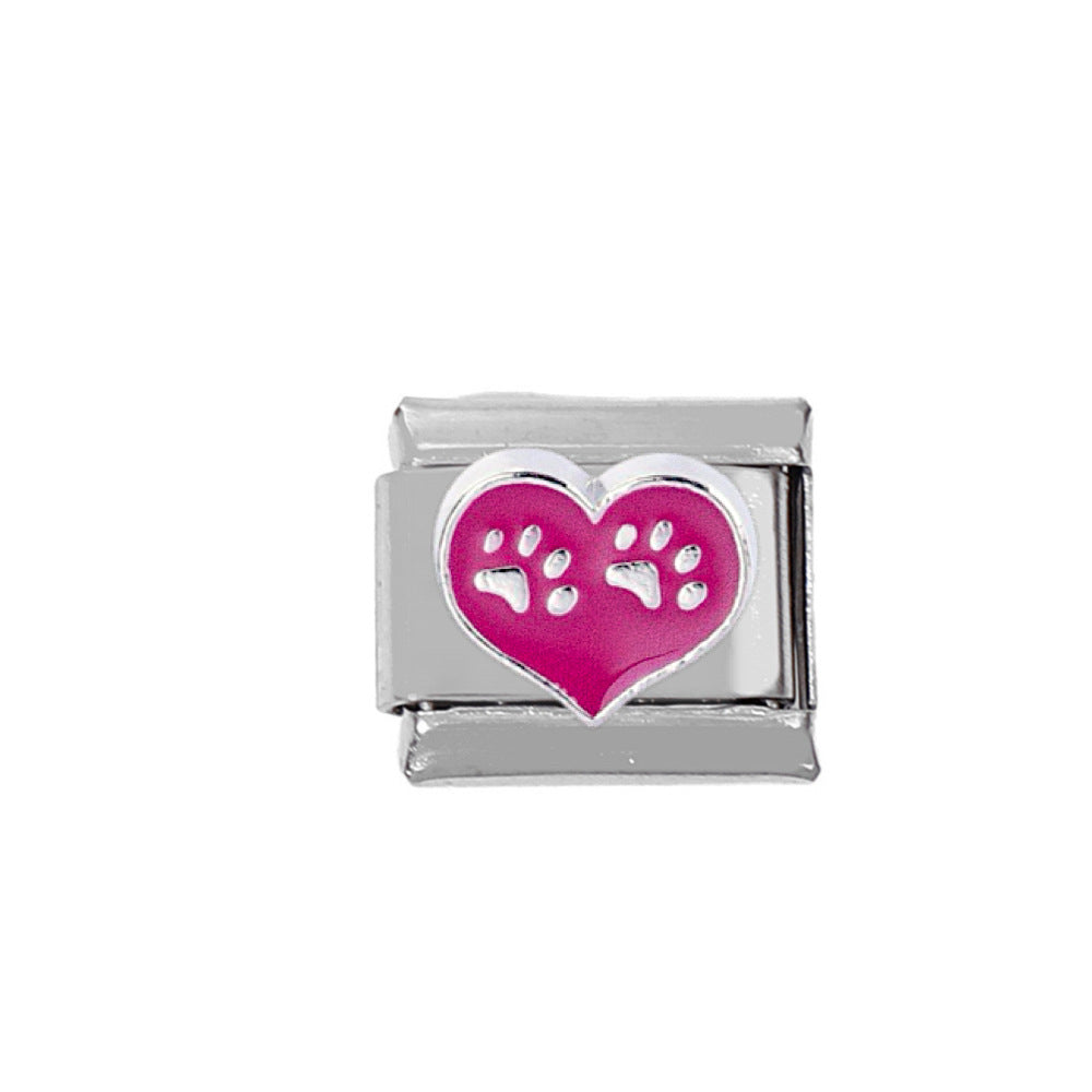 Wholesale 5pcs Italian Charm Bracelet Charm Module Stainless Steel Puppy Bracelet 9mm DIY Pattern Free Stitching Detachable Composable Bracelet ACC-BT-DaLiang007