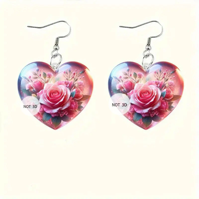 Wholesale mother's day love rose heart shaped acrylic earrings