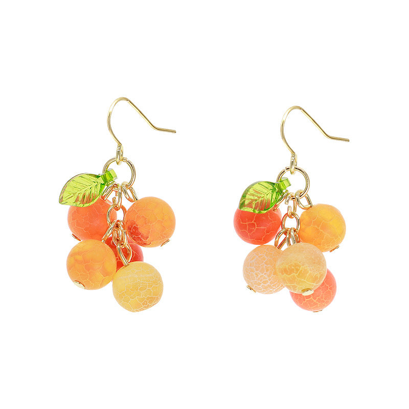 Wholesale big orange fruit girl earrings