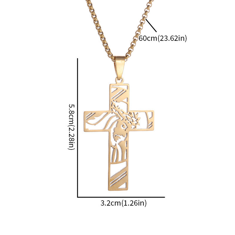 Wholesale  Stainless steel hollow design cross necklace