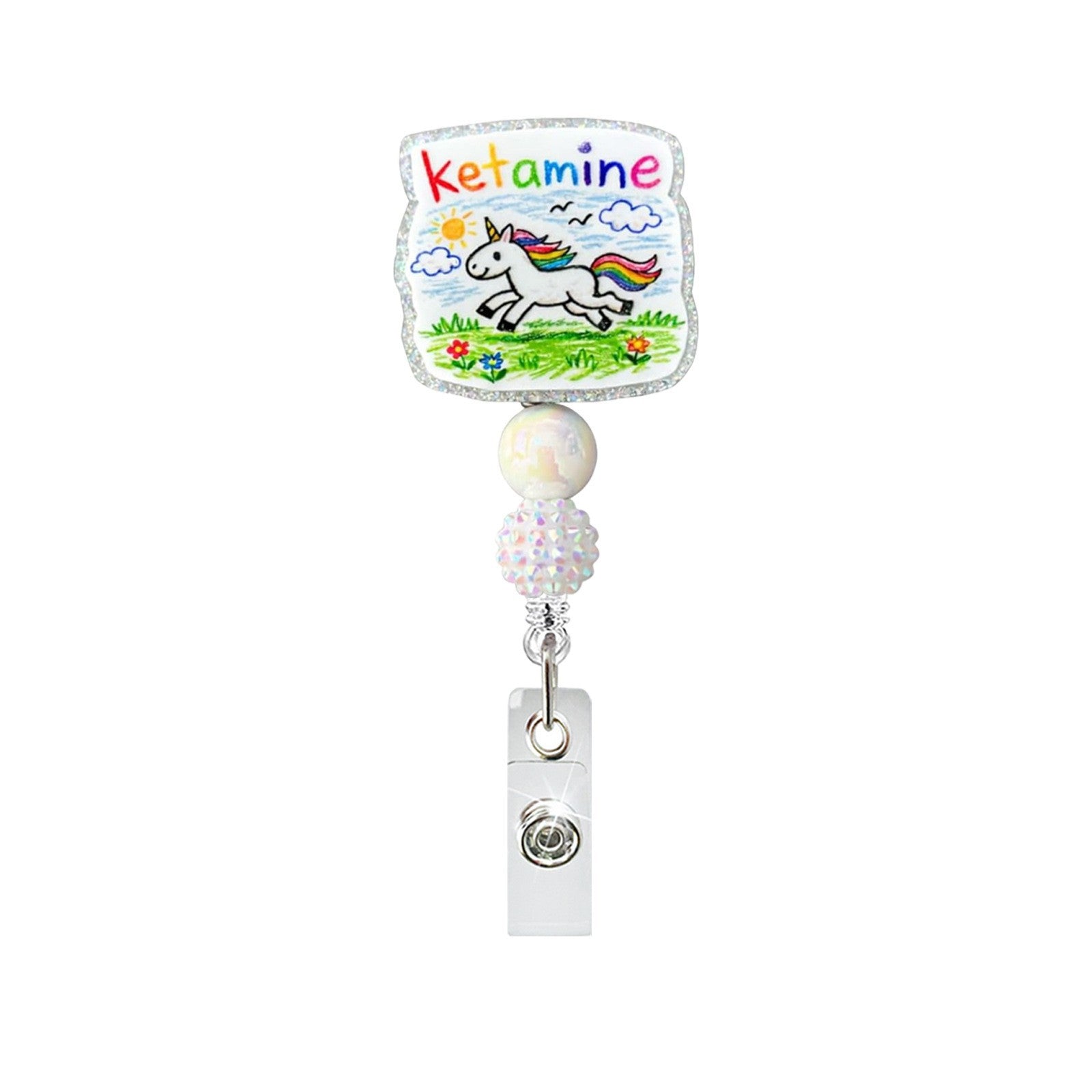 Wholesale Trendy Cute Animal Acrylic Beaded Retractable Badge Holder for ID Resale