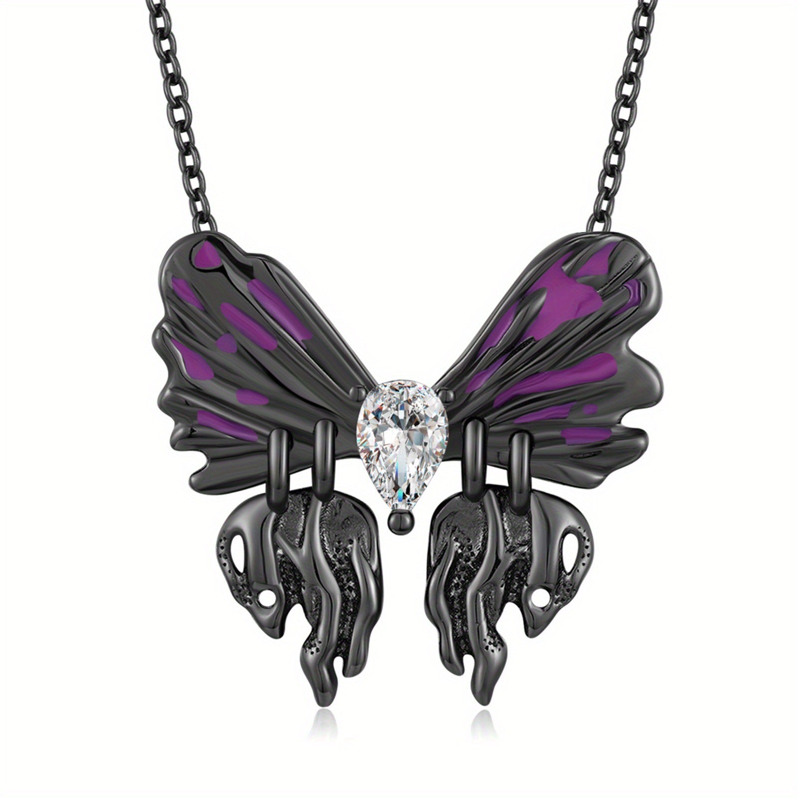 Wholesale Gothic Purple Black Butterfly Necklace