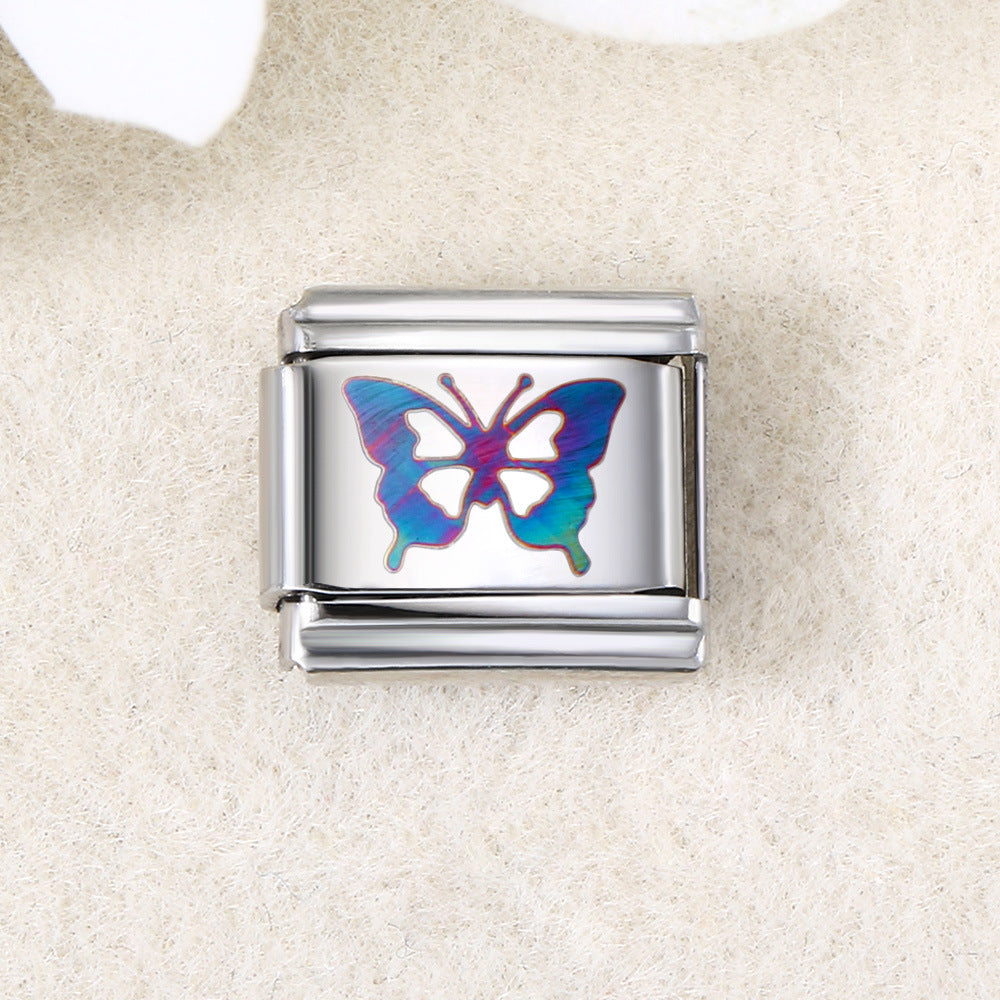 Wholesale  Italian Charm Bracelet 9mm DIY UV laser Creative Stainless Steel Composable Bracelet