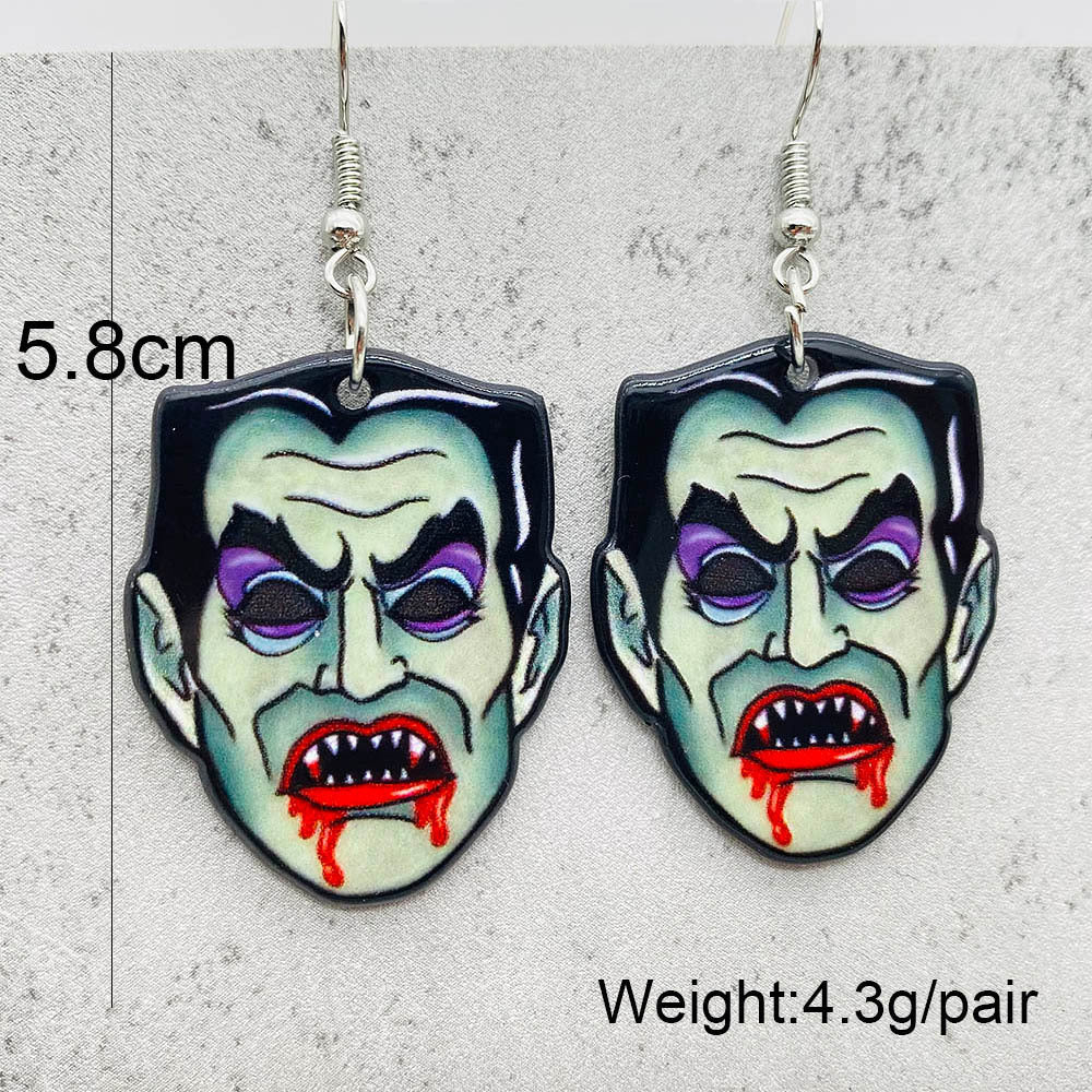Wholesale Halloween Horror Skull Acrylic Earrings ACC-ES-PuCi001