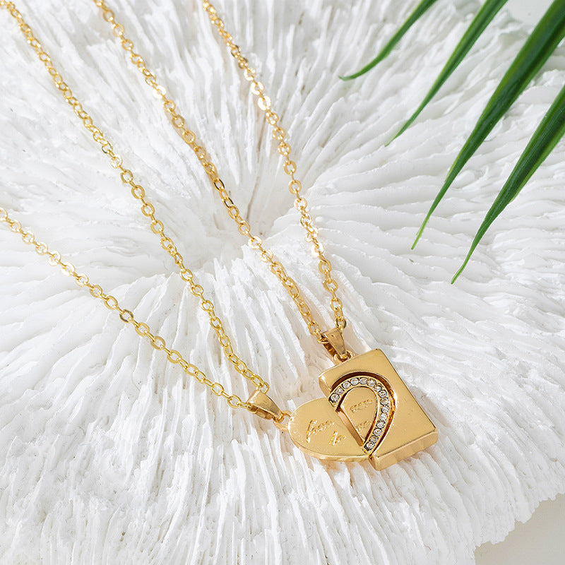 Wholesale Hollow Heart Two-in-One Valentine's Day Necklace