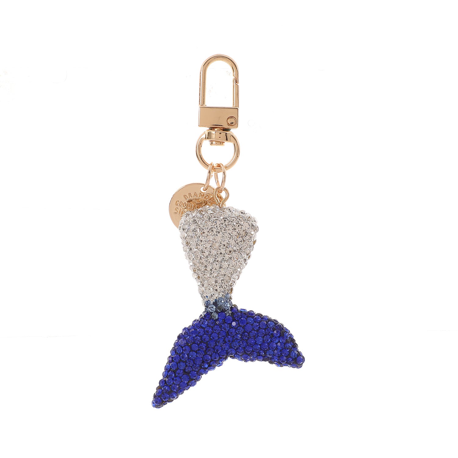 Wholesale diamond-encrusted cartoon mermaid keychain double-sided fish tail keychain