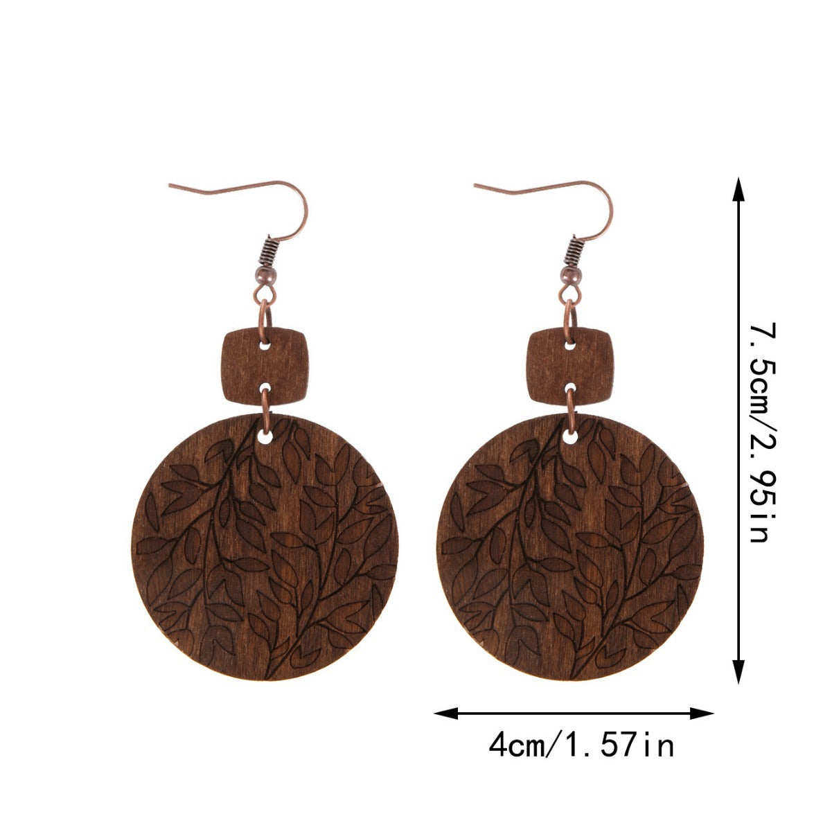 Wholesale Harvest Season Vintage Distinctive Round Wood Pieces Earrings