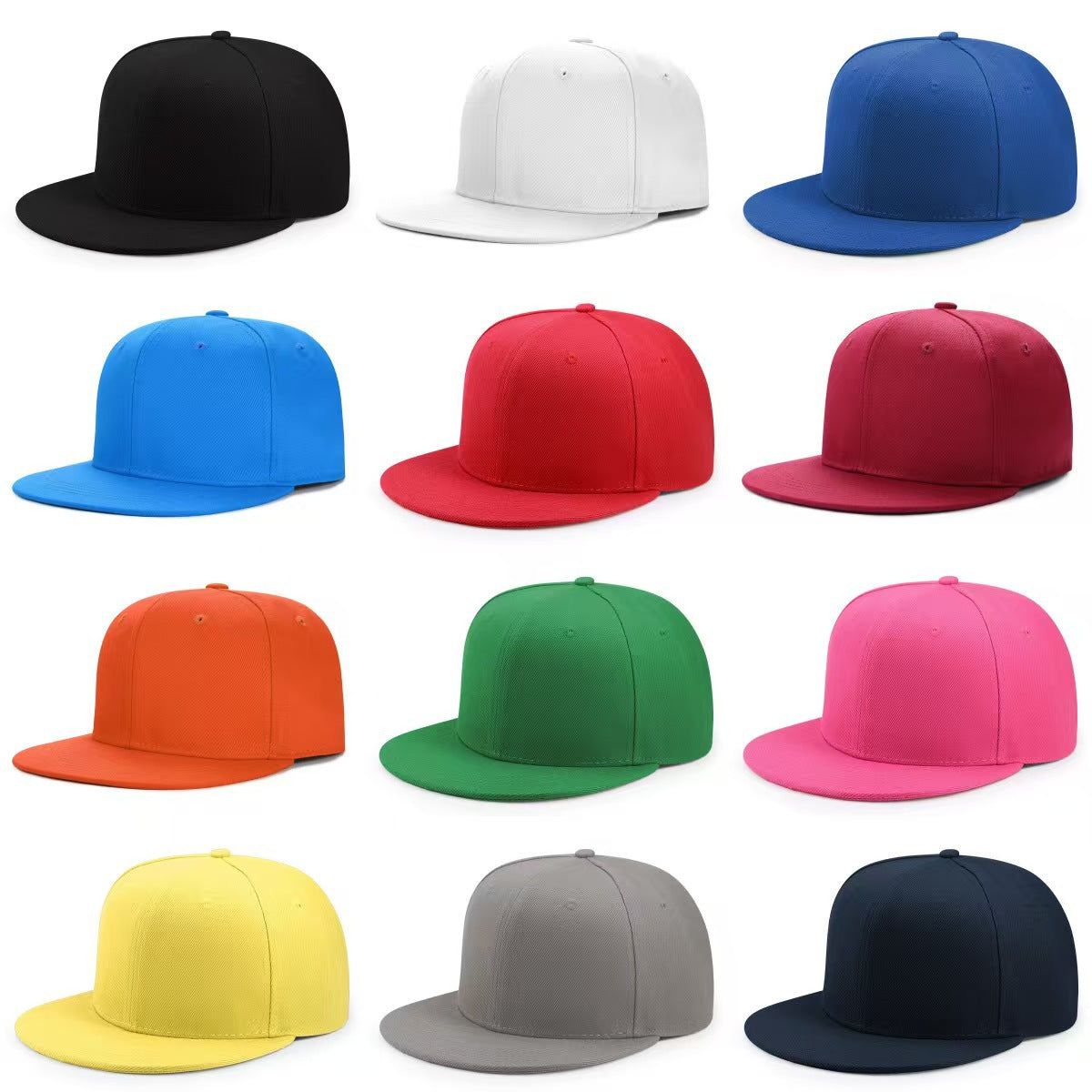 Wholesale Fashion Six Panel Hard Top Flat Brim Hip Hop Baseball Cap Unisex Streetwear Summer Casual Hat