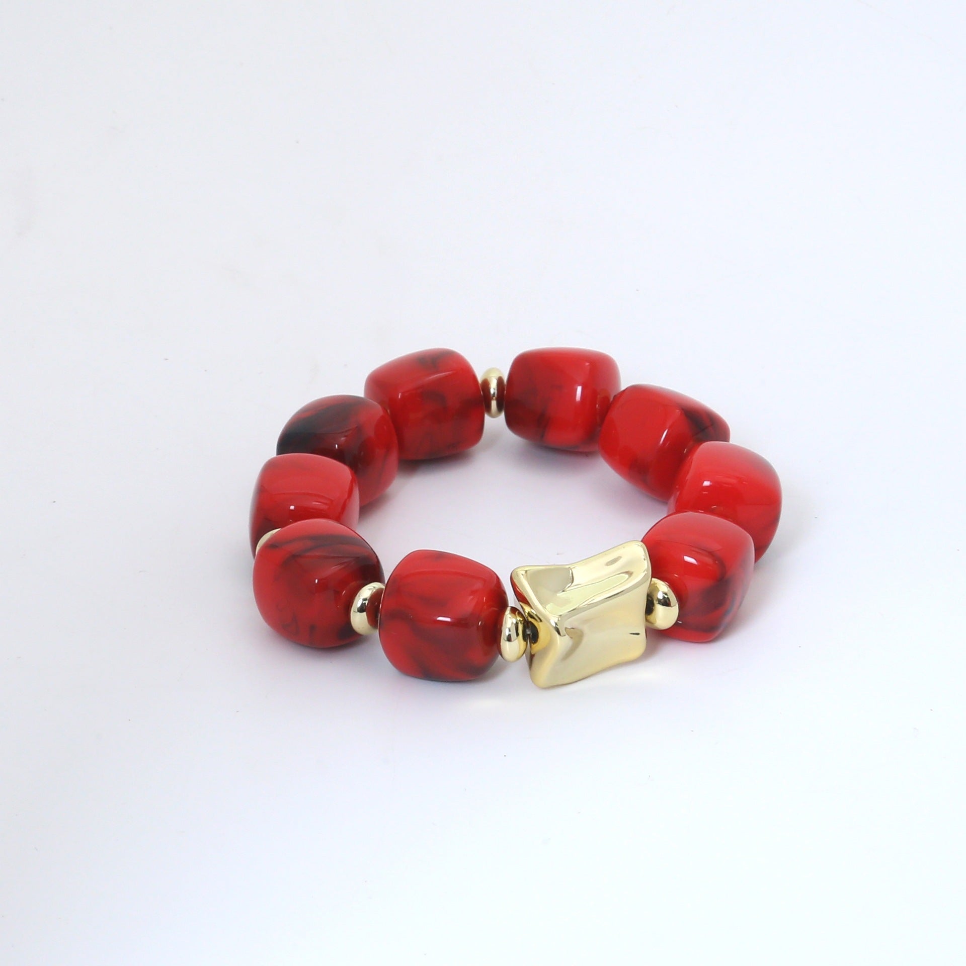 Wholesale Modern Chinese Style Acrylic Beaded Bracelet Colorful Square Candy Beads Women S Fashion Jewelry Gift Everyday