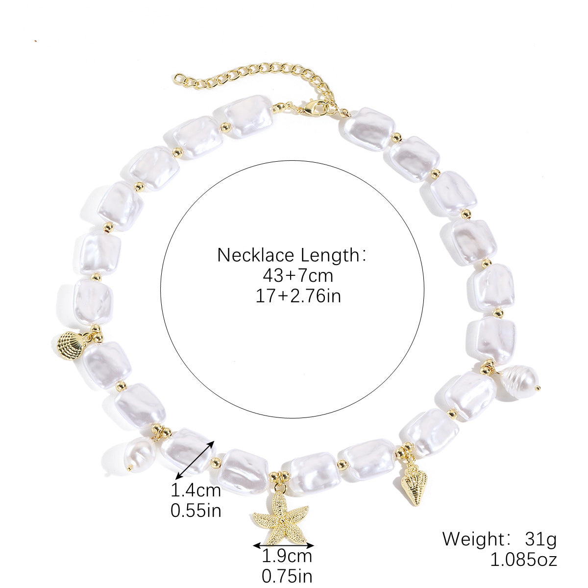 Wholesale  Pearl  Starfish Shell Pearl Necklace Bracelet suit