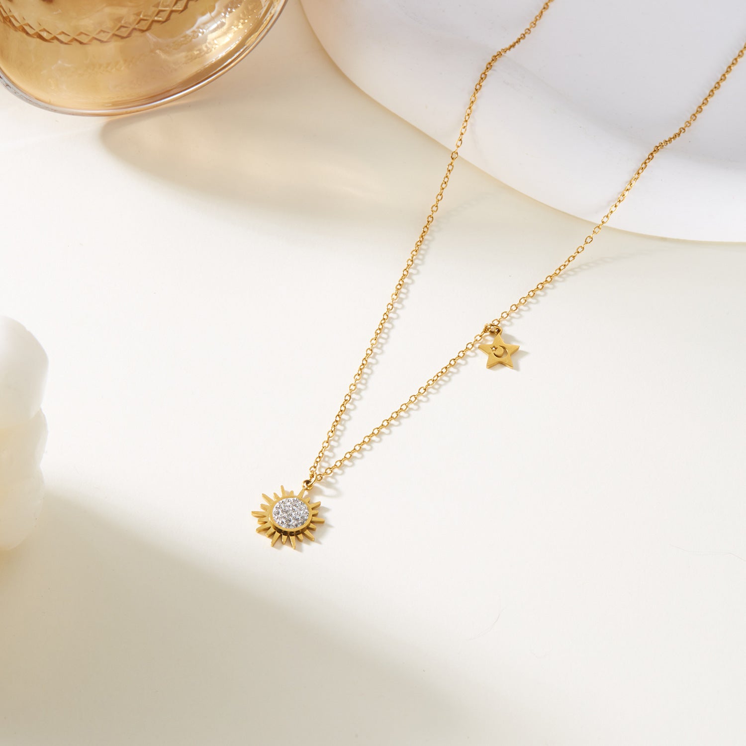 Wholesale  stainless steel sunflower necklace