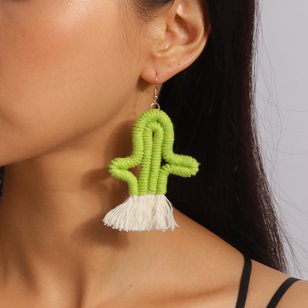 Wholesale Plush Succulent Earrings Wool Cactus Earrings