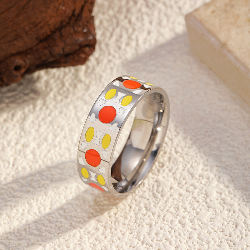 Wholesale  color minimalist color-blocking  stainless steel  rings