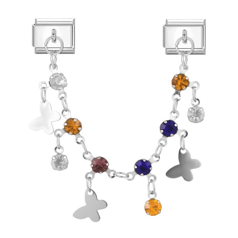 Wholesale Fresh and Simple DIY Modular Charm Bracelet Stainless Steel Butterfly Star Pendant Jewelry Set for Crafting
